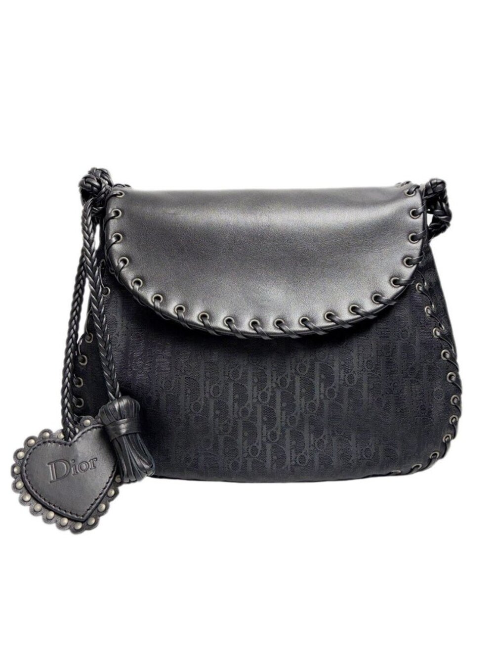 Dior Handbag Shoulder Whipstitch Leather Hobo Full Lace